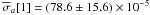Mathematical equation: \hbox{$\overline{{\sigma}}_a[1] = (78.6 \pm 15.6) \times 10^{-5}$}