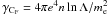 Mathematical equation: \hbox{$\gamma_\mathrm{C_F}=4\pi e^4 n\ln{\Lambda}/m_\mathrm{e}^2$}