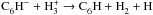 Mathematical equation: \hbox{$\mathrm{ C_6^{ }H^- + H_3^+ \rightarrow C_6^{ }H + H_2^{ } + H}$}