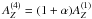 Mathematical equation: \hbox{$A^{(4)}_Z = (1+\alpha)A^{(1)}_Z$}