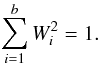 Mathematical equation: \begin{equation} \sum_{i=1}^{b} W_i^2 = 1. \end{equation}