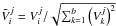 Mathematical equation: \hbox{$\tilde{V}^j_i = V^j_i/\sqrt{\sum_{k=1}^{b} \left(V^j_k\right)^2}$}
