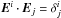 Mathematical equation: \hbox{$\vect{E}^i \cdot \vect{E}_j = \delta^i_j$}