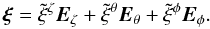 Mathematical equation: \appendix \setcounter{section}{2} \begin{equation} \vect{\xi} = \txicz \Ez + \txict \Et + \txicp \Ep. \end{equation}