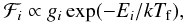 Mathematical equation: \begin{equation} \nonumber {\cal F}_i \propto g_i \exp(-E_i/kT_{\rm f}), \end{equation}