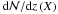 Mathematical equation: \hbox{${\rm d}{\cal N}/{{\rm d}z}\,(X)$}