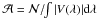 Mathematical equation: \hbox{$\mathcal{A} = \mathcal{N}/\!\!\int|{V}(\lambda)|\rm{d}\lambda$}