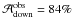Mathematical equation: \hbox{$\mathcal{A}^{\rm{obs}}_{{\rm{down}}}=84\%$}