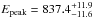 Mathematical equation: \hbox{$E_{\rm peak} = 837.4^{+11.9}_{-11.6}$}