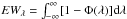 Mathematical equation: \hbox{$EW_{\lambda}=\int_{-\infty}^{\infty}[1-\Phi(\lambda)]{\rm d}\lambda$}