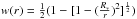 Mathematical equation: \hbox{$w(r)=\frac{1}{2} (1 - [1- (\frac{R_{*}}{r})^2]^{\frac{1}{2}})$}