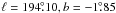 Mathematical equation: \hbox{$\ell = 194\fdg10, b = -1\fdg85$}