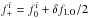 Mathematical equation: \hbox{$f^i_+=f_0^i+\delta f_{\rm LO}/2$}