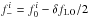 Mathematical equation: \hbox{$f^i_-=f_0^i-\delta f_{\rm LO}/2$}