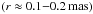 Mathematical equation: \hbox{$\left(r\approx0.1 {-} 0.2\,\mathrm{mas}\right)$}