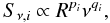 Mathematical equation: \begin{equation} S_{\nu,i}\propto R^{p_i}\nu^{q_i}, \end{equation}