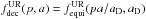Mathematical equation: \hbox{$f_{\rm dec}^{\rm UR} (p,a) = f_{\rm equi}^{\rm UR}(p a/a_{\rm D},a_{\rm D})$}