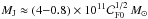 Mathematical equation: \hbox{$M_{\rm J} \approx (4{-}0.8)\times 10^{11} {\cal C}_{\rm F 0}^{1/2} \,M_{\odot}$}