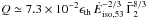 Mathematical equation: \hbox{$Q \simeq 7.3 \times10^{-2} \epsilon_{\rm th}\, {\dot E}_{\rm iso, 53}^{-2/3}\, {\bar \Gamma}_2^{8/3} $}