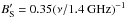Mathematical equation: \hbox{$B_{\rm S}^\prime = 0.35 (\nu/{\rm 1.4~GHz})^{-1}$}