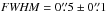 Mathematical equation: \hbox{${\it FWHM}=0\farcs5\pm0\farcs1$}