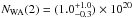 Mathematical equation: \hbox{$N_{\rm WA}(2)=(1.0^{+1.0}_{-0.3})\times 10^{20}$}