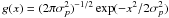 Mathematical equation: \hbox{$g(x)=(2\pi\sigma_p^2)^{-1/2}\exp(-x^2/2\sigma_p^2)$}