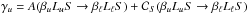 Mathematical equation: \hbox{$\gamma_u = A(\beta_u L_u S \rightarrow \beta_{\ell} L_{\ell} S) + \mathcal{C}_S(\beta_u L_u S \rightarrow \beta_{\ell} L_{\ell} S)$}