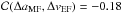 Mathematical equation: \hbox{${\cal C}(\Delta a_{\rm MF}, \Delta v_{\rm EF})=-0.18$}