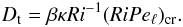 Mathematical equation: \begin{equation} \label{eq_D_us} D_{\rm t} = \beta\kappa Ri^{-1}(RiPe_\ell)_{\textrm{cr}}. \end{equation}