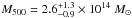 Mathematical equation: \hbox{$M_{500} = 2.6^{+1.3}_{-0.9} \times 10^{14}~M_\odot$}