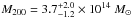 Mathematical equation: \hbox{$M_{200} = 3.7^{+2.0}_{-1.2} \times 10^{14}~M_\odot$}