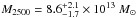 Mathematical equation: \hbox{$M_{2500} = 8.6_{-1.7}^{+2.1} \times 10^{13} ~M_\odot$}