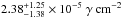 Mathematical equation: \hbox{$2.38_{-1.38}^{+1.25} \times 10^{-5} \ \gamma \ \mathrm{cm}^{-2}$}
