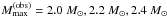 Mathematical equation: \hbox{$M_{\rm max}^{\rm (obs)}=2.0~\msun, 2.2~\msun, 2.4~\msun$}