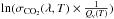 Mathematical equation: \hbox{$\ln(\sigma_{{\rm CO}_2}(\lambda,T) \times \frac{1}{Q_{\rm v}(T)})$}