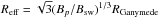 Mathematical equation: \hbox{$R_{\rm eff}=\sqrt{3} ({B_p}/{B_{\rm sw}})^{1/3} R_{\rm Ganymede} $}