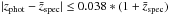 Mathematical equation: \hbox{$|{z_{\rm phot}-\bar{z}_{\rm spec}}| \leq 0.038*(1+\bar{z}_{\rm spec})$}