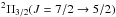Mathematical equation: \hbox{${}^2\Pi_{3/2} (J = 7/2 \rightarrow 5/2)$}