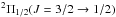 Mathematical equation: \hbox{${}^2\Pi_{1/2} (J = 3/2 \rightarrow 1/2)$}