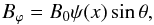 Mathematical equation: \begin{equation} B_{\varphi} = B_0 \psi(x) \sin \theta, \end{equation}