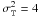 Mathematical equation: \hbox{$\sigma_\compd^2 = 4$}