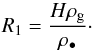 Mathematical equation: \begin{eqnarray} R_1=\frac{H\rho_{\rm g}}{\rho_\bullet}\cdot \end{eqnarray}