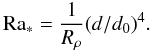 Mathematical equation: \begin{equation} \mr{Ra_*}={1\over R_\rho}(d/d_0)^4.\label{rad} \end{equation}