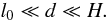 Mathematical equation: \begin{equation} l_0\ll d\ll H. \end{equation}