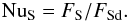 Mathematical equation: \begin{equation} \nus=F_\mr{S}/F_\mr{Sd}. \end{equation}
