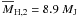 Mathematical equation: \hbox{$\overline{M}_{\rm H,2}=8.9~M_{\rm J}$}