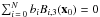 Mathematical equation: \hbox{$\sum_{i\,=\,0}^N b_i B_{i,3}(\x_0)=0$}