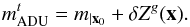 Mathematical equation: \begin{equation} \madu^t = \umag + \dzp^g(\x). \label{eq:14} \end{equation}