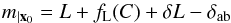Mathematical equation: \begin{equation} \label{eq:21} \umag = L + \LtoM(C) + \delta L - \delta_\ab \end{equation}